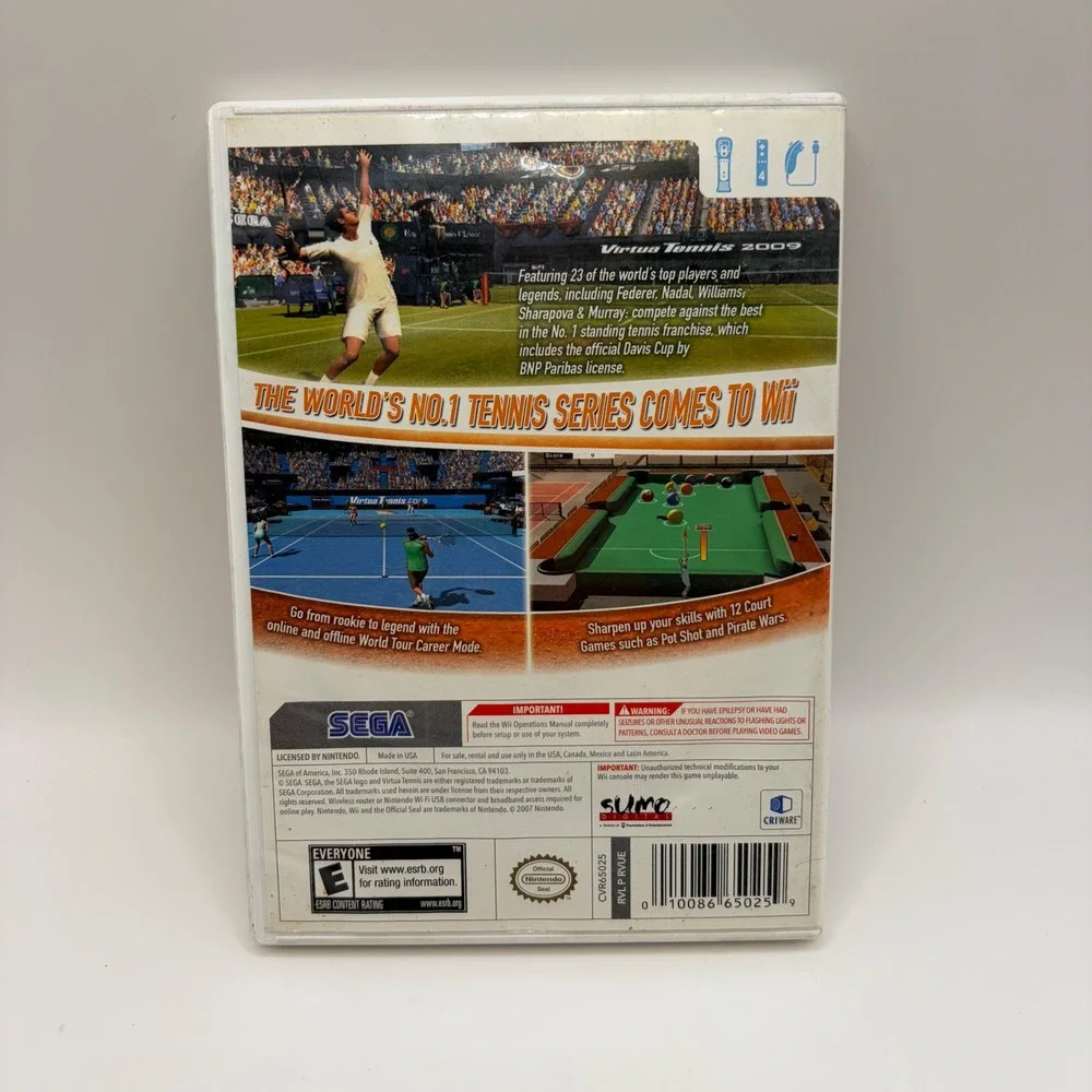 Virtua Tennis 2009 Nintendo Wii SEGA Video Game CIB Federer Nadal Sharapova